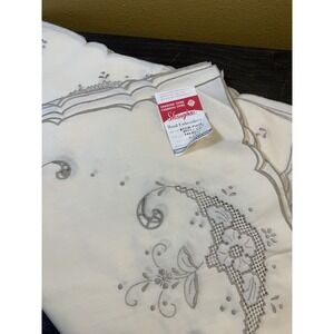 NWT Vintage Shanghai Hand Flower Embroidery Table Placemat Set 8 Napkins Cream